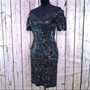 Vintage off-shoulder Sequin encrusted LBD